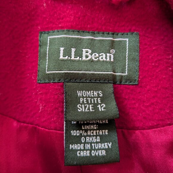 L.L. Bean Vintage Wool & Cashmere Coat Bright Red Size 12 Petite - Picture 4 of 8